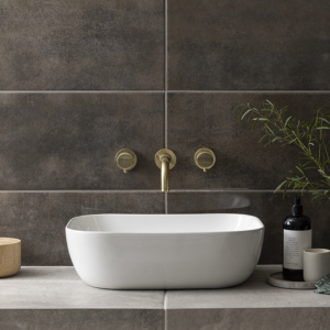 Arezzo Round Brushed Brass Wall Mounted (3TH) Basin Mixer Tap