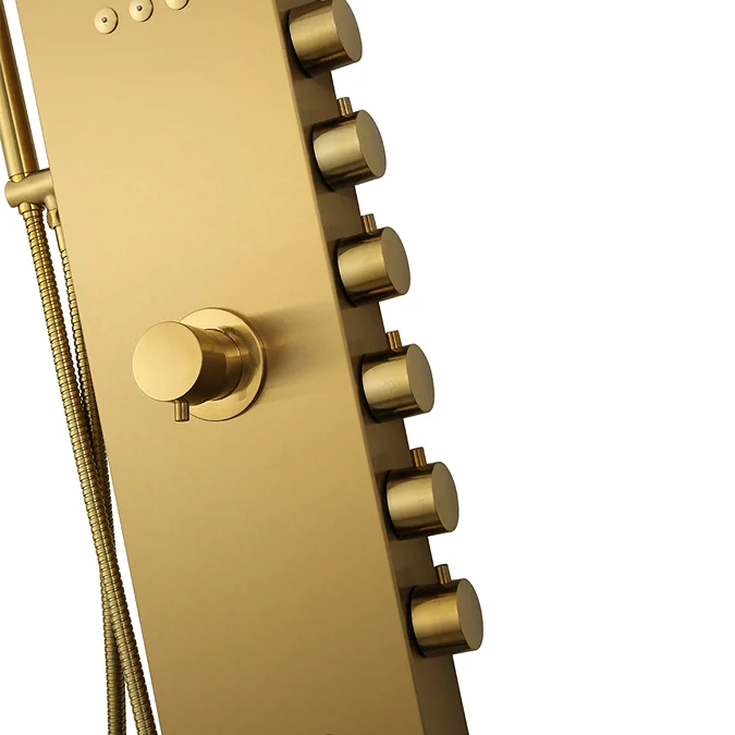 Arezzo Shower Tower Panel - Brushed Brass (Thermostatic) - Image 4