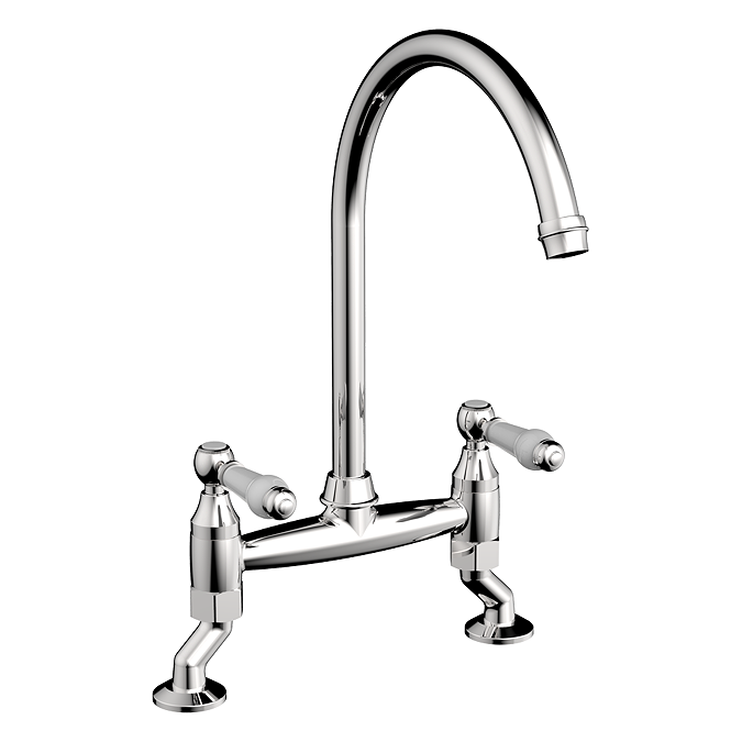 Chatsworth Traditional Bridge Lever Kitchen Sink Mixer - Chrome - Image 2