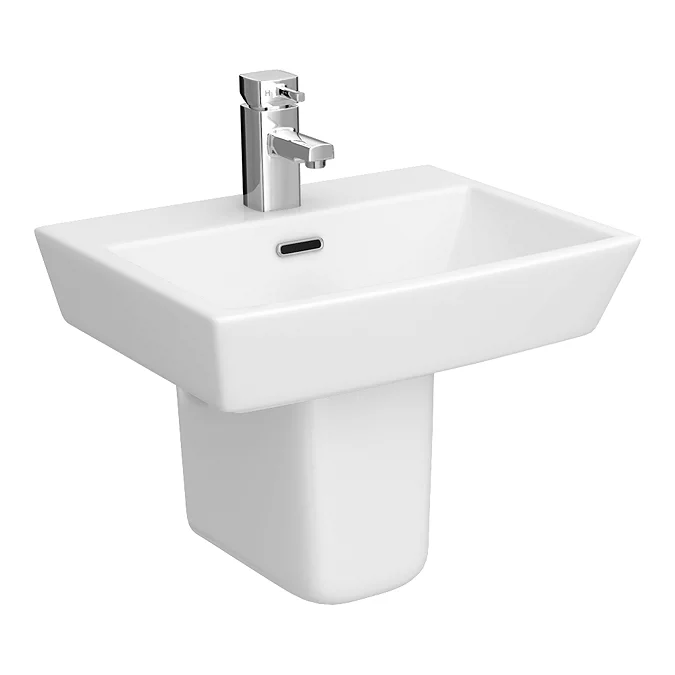 Cubo Basin + Semi Pedestal (520mm Wide - 1 Tap Hole) - Image 2