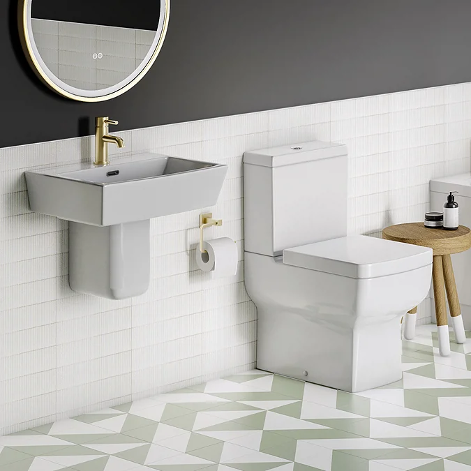 Cubo Basin + Semi Pedestal (520mm Wide - 1 Tap Hole) - Image 3