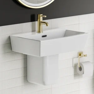 Cubo Basin + Semi Pedestal (520mm Wide - 1 Tap Hole)