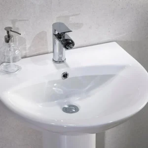 Eclipse Bathroom Basin + Full Pedestal (555mm Wide - 1 Tap Hole)