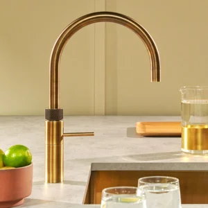 Quooker Fusion Round Patinated Brass Tap with PRO3 Boiling Water Tank