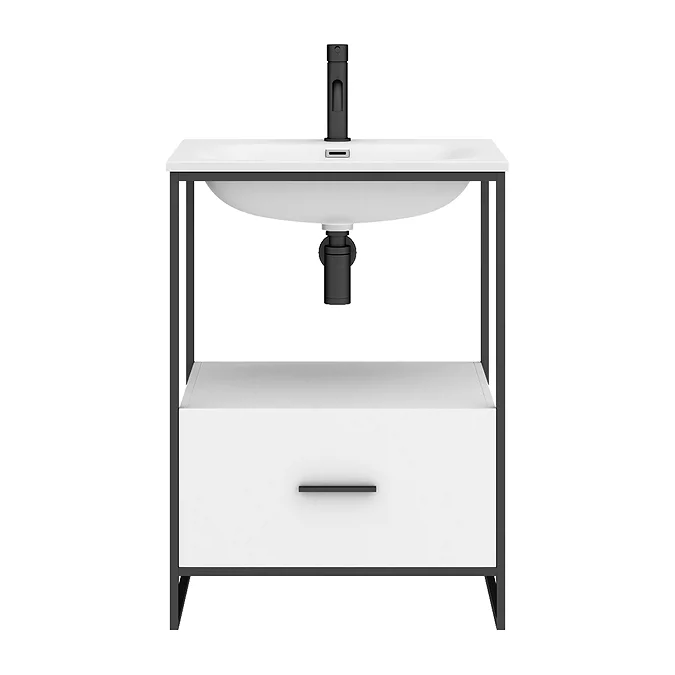 Venice 600 Black Frame Basin Washstand incl. Solid Stone Basin - Image 3